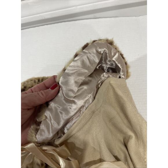 Leopard Collar Cardigan Beige Pearl Button-Up Cardigan Sz L* 50s Retro Hollywood - Picture 8 of 13